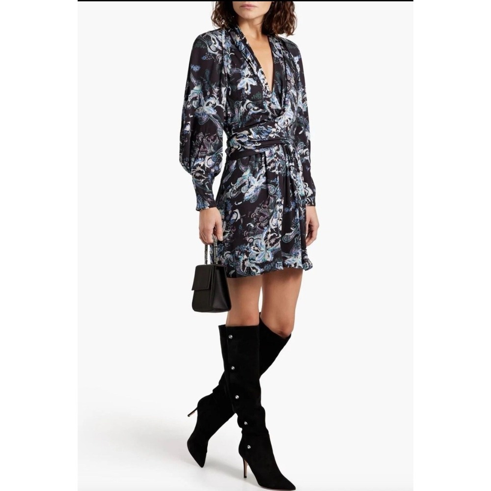 IRO Paris Camolla Faux Wrap Dress Black Womens Size 32 US 0 - Picture 3 of 10